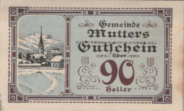 90 HELLER 1920 Stadt MUTTERS Tyrol Österreich Notgeld Banknote #PI298 - [11] Emissioni Locali