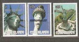 Cook Islands: Full Set Of 3 Mint Stamps - Overprint, 100 Years Of Statue Of Liberty, 1987, Mi#1220-2, MNH. - Cookeilanden