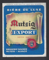 Etiquette De Bière Export   -  Mutzig  -   Brasserie  Wagner  à  Mutzig  (67) - Cerveza