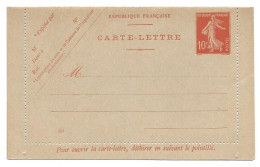 ENTIER CARTE LETTRE N°337 YT 138-E8 10c Semeuse - Nuevos