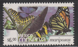 MEXICO 2003 $6 BUTTERFLIES Ptg. Perf. 14 On Thick Paper, MNH, Nice Bargain Priced - Mexico