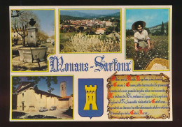 CPSM / CPM 10,5 X 15 Alpes Maritimes MOUANS SARTOUX Fontaine église Vue Générale - Altri & Non Classificati