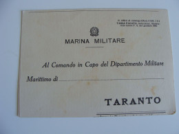 TARANTO COMUNICAZIONE DI SERVIZIO  DOUBLE CARD   MARINA MILITARE  Italiana  VIAGGIATA  °°° - Uniformi