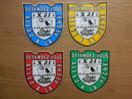 LOT DE 4 AUTOCOLLANTS ALLEZ A LA PECHE X21 NANTES - Stickers