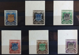 MEXICO 1931 PUEBLA City Anniv. Scott 675 SIX Color Proofs, Engraved, Gummed Ppr., Hinged, Very Rare Thus - Messico