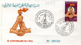 Maroc Al Maghrib 0679 Fdc OUA, Unité Africaine, Flamme, Main - Autres & Non Classés