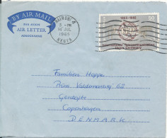 Kenya Aerogramme Sent To Denmark Nairobi 14-7-1965 (the Stamp Is Damaged) - Kenya (1963-...)