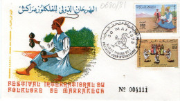 Maroc Al Maghrib 0680/81 Fdc Festival Folklorique De Marrakech, Costume, Musique, Danse - Andere & Zonder Classificatie