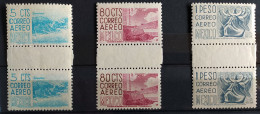 MEXICO 1950 BEATER AIRMAILS GUTTER PAIRS Gob. Mex. Wmk. Mint NH Unmounted Very Rare Thus - Mexico