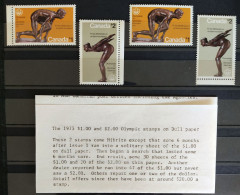 CANADA 1975 $1 $2 Dull & Fluorescent Papers OLYMPIC GAMES HIGH VALUES Sets See Img. Mint NH Unmounted Sets - Nuevos