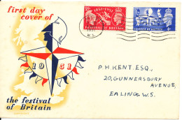 Great Britain FDC 4-5-1951 Festival Of Britain With Cachet - ....-1951 Vor Elizabeth II.