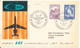 Denmark Cover First SAS Caravelle Jet Flight Copenhagen - Cairo 15-5-1959 - Cartas & Documentos