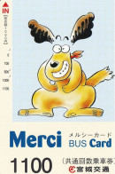 Japan Prepaid Bus Card 1100 - Drawing Dog Comic Cartoon - Japón