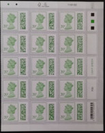 S.G. V4720 ~ 11/01/2022 ~ TRAFFIC LIGHT BLOCK OF 15 X 20p BARCODED MACHIN DEFINITIVES UNFOLDED & NHM #02935 - Série 'Machin'