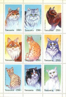 TANZANIE 1996 - Chats De Race - (sibérien) - Feuillet De 9 - Gatos Domésticos