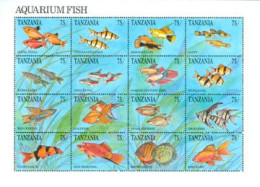 TANZANIE 1991 - Poissons D'aquarium - 16 V. En Feuillet - Tansania (1964-...)