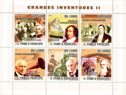 S.TOME E PRINCIPE 2008 - Grands Inventeurs - II - Feuillet (Morse/Diesel) - Télécom