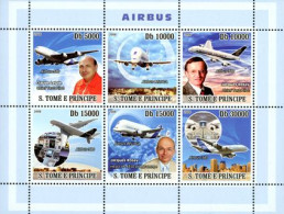 S.TOME E PRINCIPE 2008 - Transport - Airbus - Feuillet - Aviones