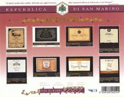 SAN MARINO 2007 - Grands Vins D'Europe - En Feuillet De 8 Timbres - Vinos Y Alcoholes