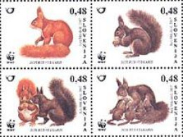 SLOVENIE 2007 - W.W.F. - L'écureuil Rouge (papier Fond Blanc) - Bloc De 4 - Unused Stamps