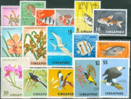 SINGAPORE 1962 - Série Courante - Poissons-Oiseaux-Orchidées 16 V. - Fishes