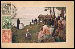 Finland Lappeenranta Painotuotteita Postcard Mailed To Germany 1921. 35P Rate. Albert Edelfelt Painting Scene - Brieven En Documenten