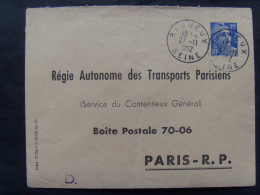 18966- Enveloppe TSC 15F Marianne De Gandon Bleu, RATP, Papier Chamois, Obl., Réf. Storch GanN2f, Cote 300€ - Standaardomslagen En TSC (Voor 1995)