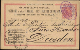 Finland Tammefors Tampere 10P Postal Stationery Card Mailed To Germany 1885. Russia Empire - Covers & Documents