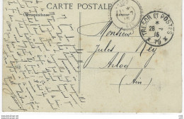 Carte En Franchise Militaire Cachet " TRESOR Et POSTES * 79 * 1915 CP Bataille De LAisne Vers ARLOD ( Ain ) - Guerra Del 1914-18