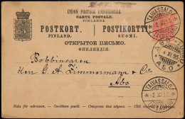 Finland Taivassalo 10P Postal Stationery Card Mailed To Turku 1895. Russia Empire - Covers & Documents