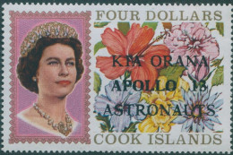 Cook Islands 1970 SG327 $4 QEII Flowers KIA ORANA APOLLO 13 ASTRONAUTS Ovpt MNH - Cook