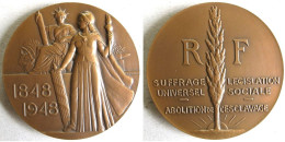 Médaille Bronze Centenaire De La Révolution 1848 1948 ,Abolition De L’Esclavage , Par Bazor - Altri & Non Classificati