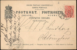 Finland Abo Turku 10P Postal Stationery Card Mailed To Helsinki 1896. Russia Empire - Brieven En Documenten