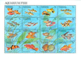TANZANIE 1991 - Poissons D'aquarium - 16 V. En Feuillet - Vissen