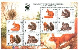 SLOVENIE 2007 - W.W.F. - L'écureuil Rouge (papier Fond Blanc) - Bloc De 2 X 4 - Rodents