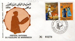 Maroc Al Maghrib 0703/04 Fdc Festival Folklorique De Marrakech, Costume, Musique, Danse - Andere & Zonder Classificatie