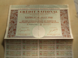 ANCIEN EMPRUNT 1941 CREDIT NATIONAL - Otros & Sin Clasificación