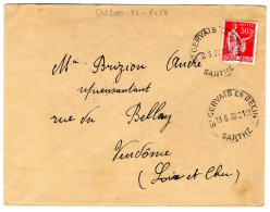 SARTHE - ST GERVAIS EN BELIN Le 19 Juin 1936 - Cachet Type A5 Sur Entier Postal - 1921-1960: Modern Tijdperk