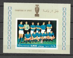 Ajman 1968 Football - ITALY Team - European Champion IMPERFORATE MS MNH - Ajman