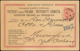Finland Nikolaistad 10P Postal Stationery Card Mailed To Helsinki 1888. Russia Empire - Storia Postale