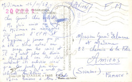 CPSM FM AVION CASABLANCA 14/10/1957 CACHET CENTRE D'INSTRUCTION D'INFANTERIE DU MAROC POUR AMIENS - Lettres & Documents