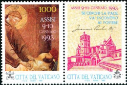 VATICAN 1993 - Assise - Paix En Europe - 1 V. + Vignette - Ungebraucht