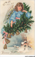 AS#BFP1-0455 - ANGE - Heureux Noël - Ange Avec Une Guirlande De Sapin - Carte Gaufrée - Anges