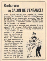 Votre Journal Tintin Sera Présent Au 23e Salon De L'enfance. 1970. - Documents Historiques