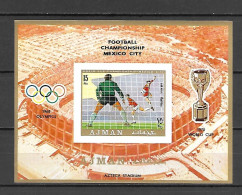 Ajman 1970 Football - World Cup MEXICO W Ovp IMPERFORATE MS MNH - 1970 – Mexico