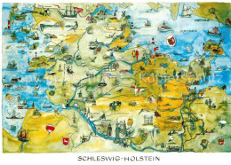 72899016 Schleswig-Holstein Gebietskarte Aquarell Schleswig-Holstein - Sonstige & Ohne Zuordnung