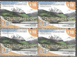 Argentina 2008 Definitives U.P. UP Tourism Ushuaia Mi. 3230A Bloc Of 4 Used Cancelled Gestempelt Oblitéré - Usati