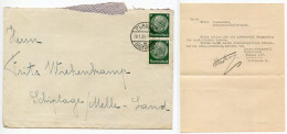 Germany 1939 Cover & Letter; Plauen (Vogtland) To Schiplage; 6pf. Hindenburg, Pair - Brieven En Documenten