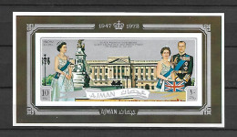 Ajman 1971 The 25th Wedding Anniversary Of Queen Elizabeth II And Prince Philip IMPERFORATE MS MNH - Royalties, Royals