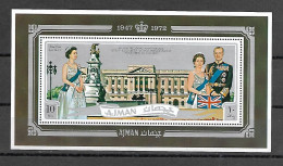 Ajman 1971 The 25th Wedding Anniversary Of Queen Elizabeth II And Prince Philip MS MNH - Ajman